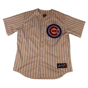 Majestic Chicago Cubs Baseball Jersey #11 Kyuji Fujikawa White Pinstripe Large